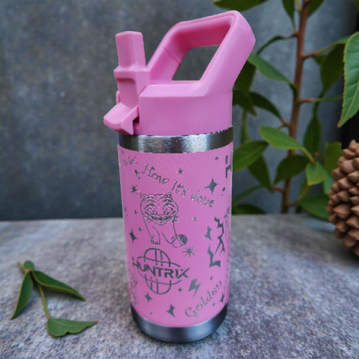 KPop Huntrix 12oz Water Bottle Pink