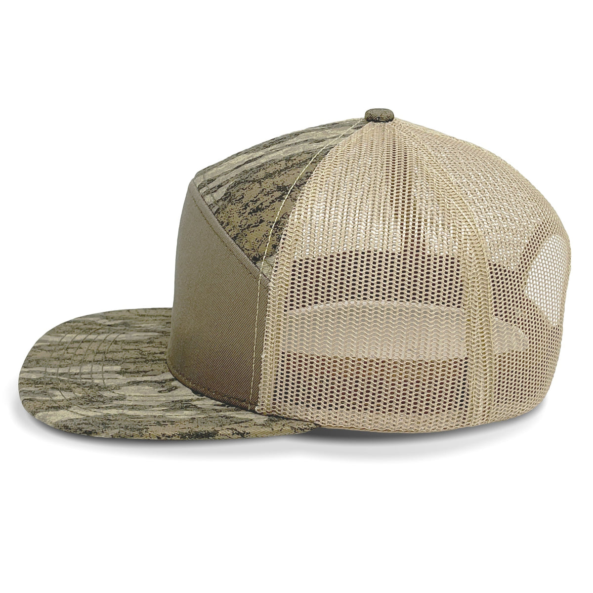 Camouflage and mesh cap on a white background side view