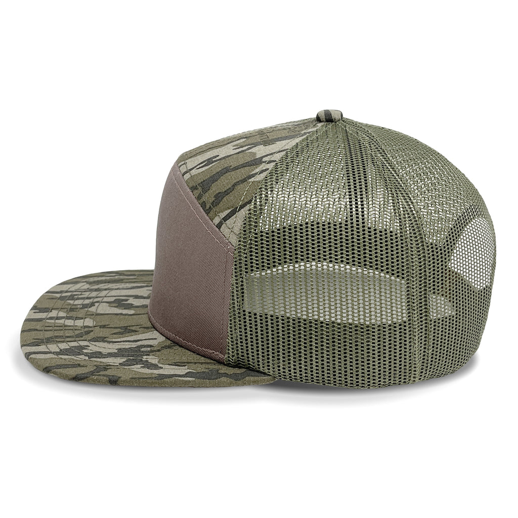 Camouflage baseball cap with mesh back on a white background side view