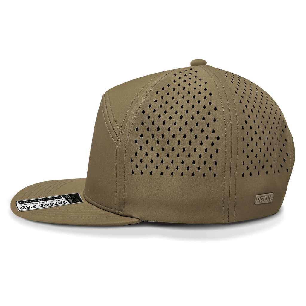 Brown cap with ventilation holes on a white background side view