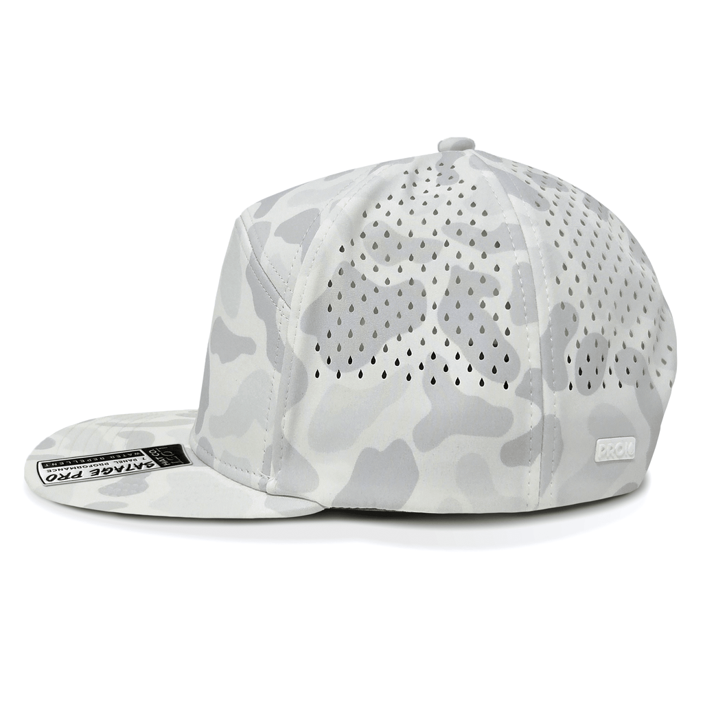 Gray camouflage baseball cap on a white background side view