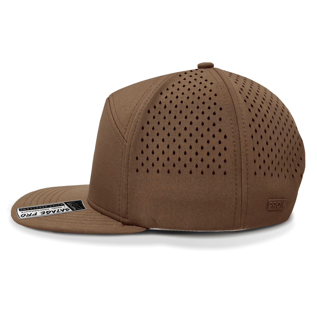 Green baseball cap with perforated design on a white background side view